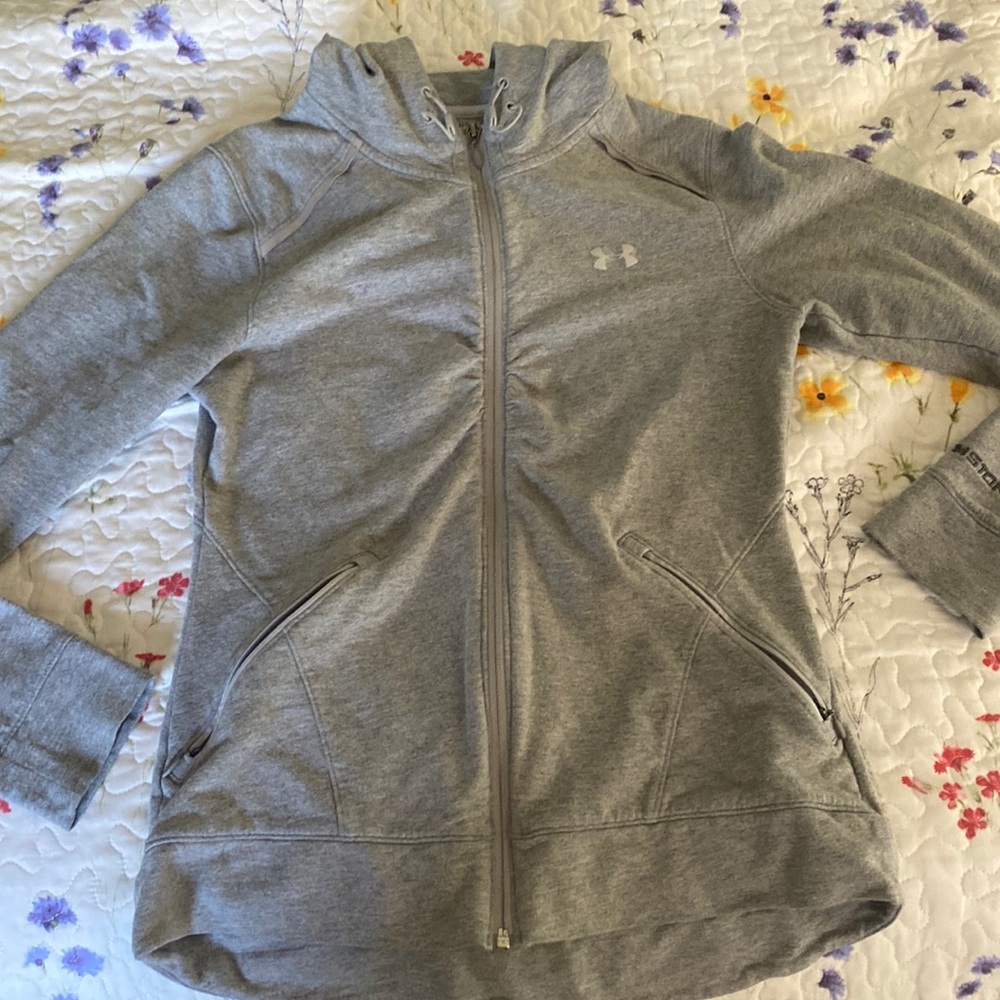 under armour grey hooded zip-up
